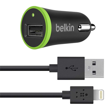 Набор АЗУ BELKIN 12V-USB, 1-port, 10W, 5-5.5V, 2.1А, USB-lighting, Black [F8J078]
